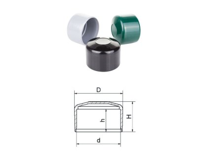 Vonkajšia krytka guľatá ø 48,3mm plastová PE (Farba ZNSO Čierna)