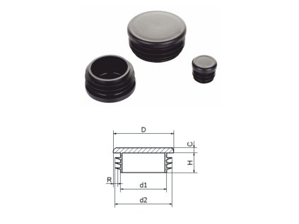 Vnútorná krytka guľatá ø 32mm plastová (Farba ZO Čierna)