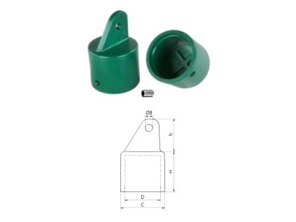 D-48.3mm,C-60.9mm,H-60.9mm,h-60.9mm, tvrzený plast PA, krytka na plotové sloupky, kulatá, černá (Farba ZPOD Čierna)