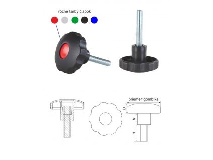 Aretační šroub, ø-64mm,M10x23mm,H-23mm, D-19mm,h-21, Polyamid - odolnost proti povětrnostním vlivům (Farba ZPOK Čierna)