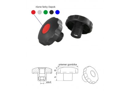 Ovládací matice, M10, plastová; odolná vůči povětrnostním vlivům, ø-64 mm; M10 mm; D-19 mm; h-21 mm, černá