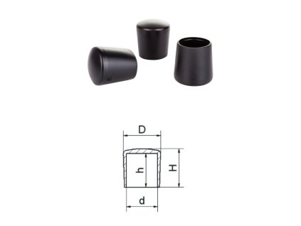 30x26mm, D-26mm,d-19.9mm,H-30mm,h-24mm, černá, vnější PVC krytka kulatá (Farba ZSZO Čierna)