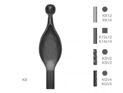 Tyč s kovanou špicí typu K8
