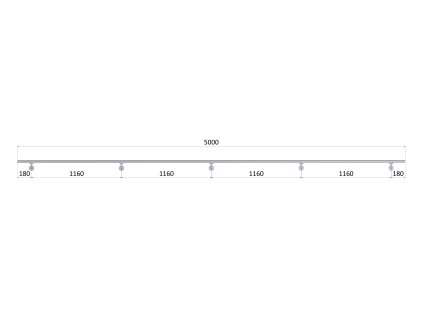 Led madlo 5000mm /broušená nerez K320 /AISI304 (set: 5ks úchyt, madlo ø 42.4mm s ukončením a hliníkový profil na led pás)