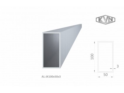 Jokel 100x50x3mm,dĺžka 6000mm, materiál EN AW-6060 T66, prírodný hliník bez povrchovej úpravy, cena za kus