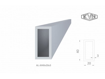 Jokel 40x20x3mm,dĺžka 6000mm, materiál EN AW-6060 T66, prírodný hliník bez povrchovej úpravy, cena za kus