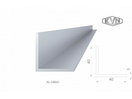 L profil 40x40x3mm,dĺžka 6000mm, materiál EN AW-6060 T66, prírodný hliník bez povrchovej úpravy, cena za kus