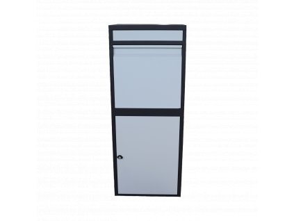 Box na balíky (410x385x1020mm) s přepadovou lištou na ochranu balíků, tloušťka 0.8mm) velikost balíku: 320x300x260mm, barva: Černé tělo + bílý vhod