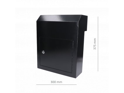 Schránka poštovní (380x308x150mm), tloušťka 1.5mm), Max. formát listu: A4, barva: Prášková černá