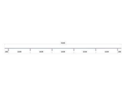 Led madlo 5500mm /broušená nerez K320 /AISI304 (set: 6ks úchyt, madlo ø 42.4mm s ukončením a hliníkový profil na led pás)