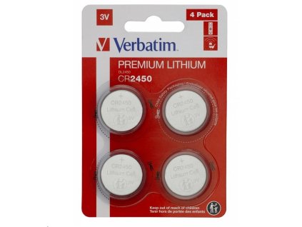 Baterie VERBATIM Lithium CR2450, 3V, 4 kusy v balení