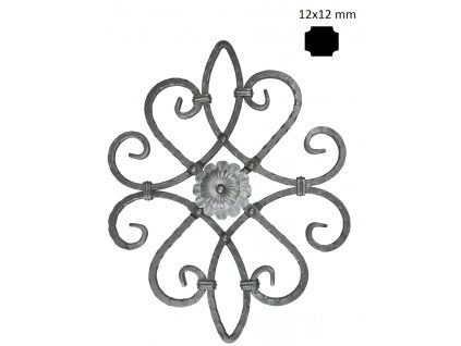 Kovářský ornament H530xL420mm, OBOUSTRANNÝ vzor,12x12mm