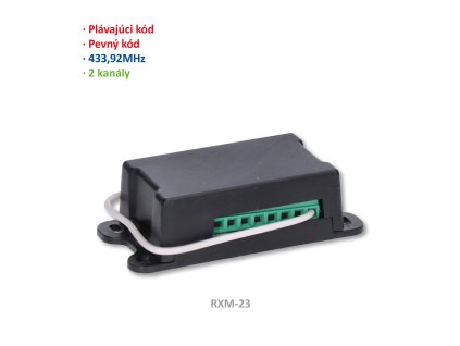 Externí přijímač 2-kanálový (433MHz), 200 kódů, pevný a plovoucí kód