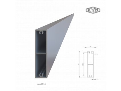 Profil na výplň 60x16x6000 mm, materiál EN AW-6060 T66, přírodní hliník bez povrchové úpravy, cena za KUS