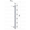 nerezový stĺp na francúzsky balkón, bočné kotvenie, 5 dierový, priechodný, vrch pevný, (40x40x2.0mm), brúsená nerez K320 /AISI304 (Priemer výplne 12)