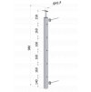 nerezový stĺp na francúzsky balkón, bočné kotvenie, 5 dierový, pravý, vrch pevný, (40x40x2.0mm), brúsená nerez K320 /AISI304 (Priemer výplne 12)