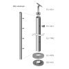 nerezový stĺp, vrchné kotvenie, 4 radový priechodný, vrch nastaviteľný (ø 42.4x2mm), leštená nerez /AISI304 (Rozmer A 930, Rozmer B 290)