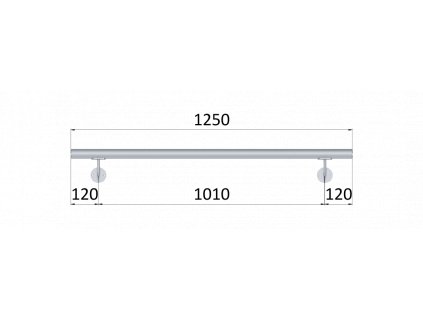 madlo 1250mm (set:2ks úchyt, madlo ø 42.4mm s ukončením), brúsená nerez K320 /AISI304