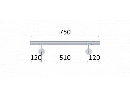 madlo 750mm /brúsená nerez K320 /AISI316 set: 2ks úchyt, madlo ø 42.4mm s ukončením