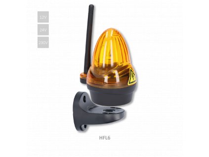 Oranžové výstražné LED svetlo s anténou, 12/24/230V, AC/DC, držiak pre bočné uchytenie, rozmer ø76x125mm, vyššia svietivosť 739 lux