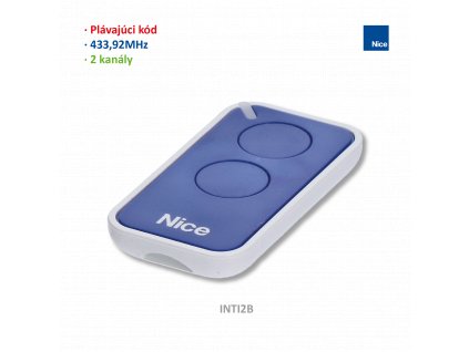 Nice INTI2B vysielač ERA INTI 2-kanálový modrý, 433,92 MHz, plávajúci kód, 56x30x9,5mm