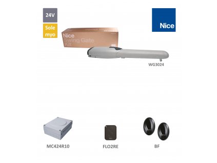 WINGO sada pre jednokrídlovú bránu do 3,5m/krídlo, 1x WG3524 (24V, 85W, 1500N), 1x FLO2RE, 1 pár BF, 1x MC424R10 + vstavaný prijímač