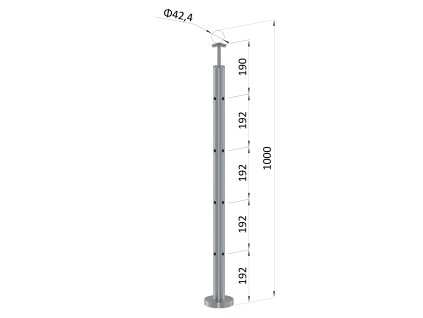 Nerezový stĺp, vrchné kotvenie, 4-dierový rohový: 90° (Priemer výplne 12)