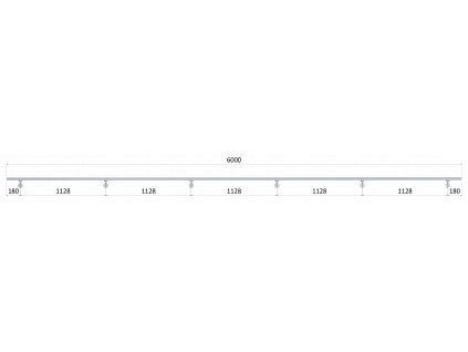 Led madlo 6000mm /brúsená nerez K320 /AISI304 (set: 6ks úchyt, madlo ø 42.4mm s ukončením a hlinikový profil na led pás), bez LED pásu