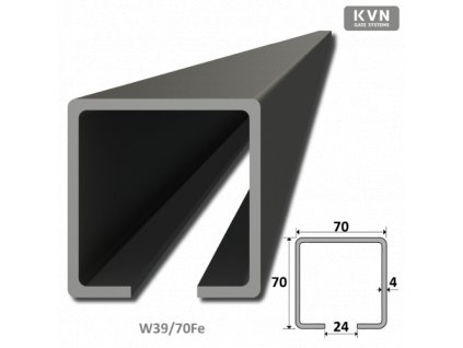 C profil 70x70x4mm L=7000mm čierný Fe pre samonosný systém posuvnej brány