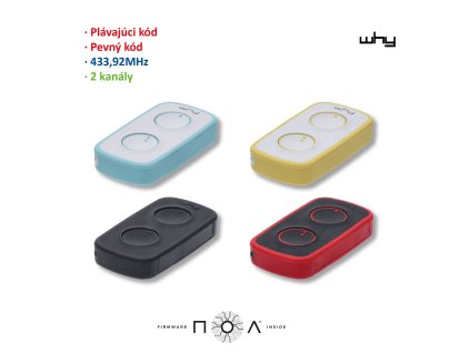 Vysielač LITE MINI NOA 4-kanál, 433 MHz, pevný/plávajúci kód (WHY2 433 farby Modrá/Biela)
