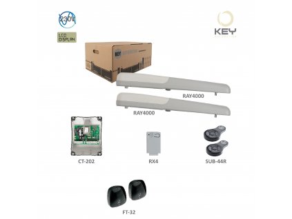 RAY42KR-KIT pre dvojkrídlovú bránu do 4m/krídlo, 2x RAY40 (230V, 280W, 2000N), 2x SUB-44R, 1x CT-202, 1x RX4, 1pár FT-32