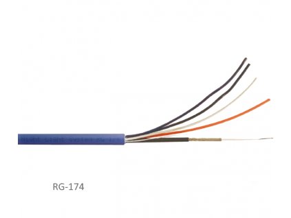 koaxiálny kábel RG-174, 50 Ohm,4x0,50mm², medené jadro, vhodný na prepojenie lampy a pohonu