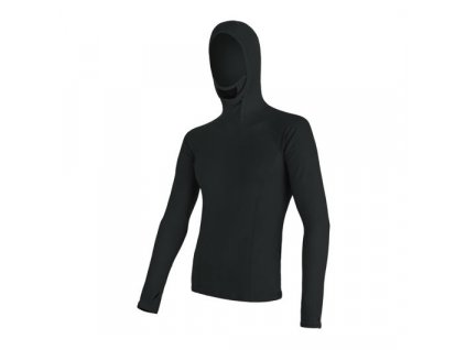 Triko dlouhé pánské SENSOR MERINO DOUBLE FACE s kapucou černé (Velikost M)