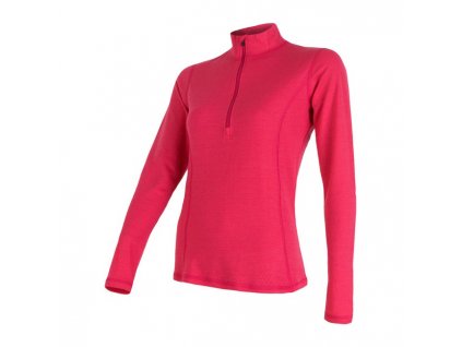 Triko dlouhé dámské SENSOR MERINO DOUBLE FACE zip magenta