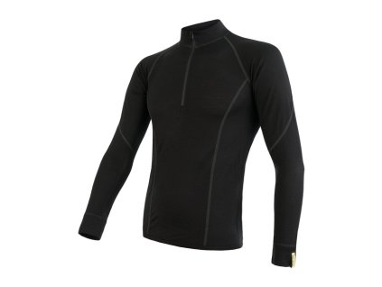 Triko dlouhé pánské SENSOR MERINO ACTIVE zip černé (Velikost XL)