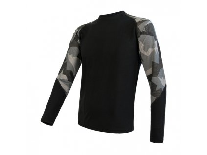 Triko dlouhé pánské SENSOR MERINO IMPRESS camo/černé