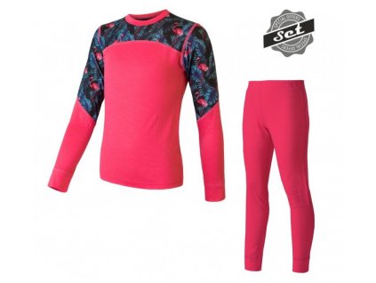 Komplet dětský SENSOR MERINO IMPRESS set magenta/floral (Velikost 130)