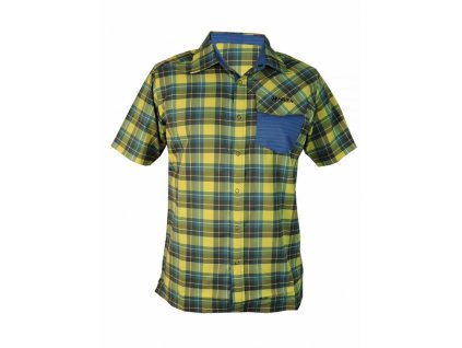Košile krátká pánská HAVEN Agness Slimfit modrá/žlutá
