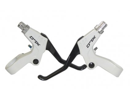 Brzdové páky XLC BL-V11 P+L V-br. Rapidfire Al 2 prstové bílo/černé