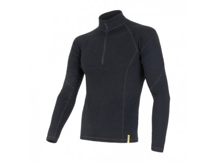 Triko dlouhé pánské SENSOR MERINO DOUBLE FACE zip černé (Velikost XL)