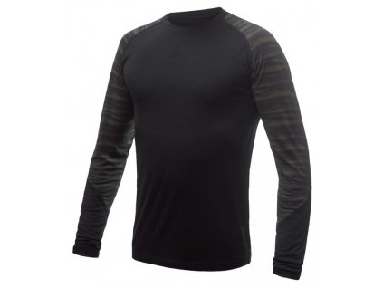 Triko dlouhé pánské SENSOR MERINO IMPRESS černá/batik (Velikost L)