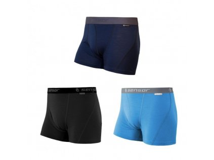 Boxerky SENSOR MERINO ACTIVE 3pack černé/tm. modré/modré