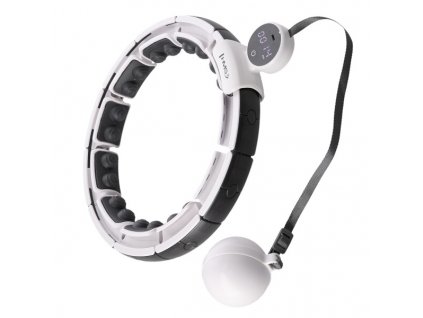 Masážní hula hoop HMS HHM16 se závažím, magnety a počítadlem bílá