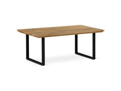 Stůl konferenční 110x70 cm, masiv dub, přírodní hrana, kovová noha "U" 6x2 cm