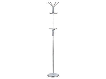 Věšák stojanový, výška 182 cm, kovová konstrukce, lesklý chrom, nosnost 10 kg