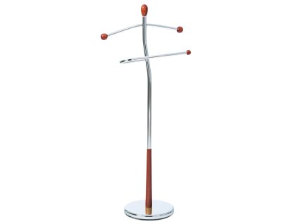 Němý sluha, výška 120 cm, masiv kaučukovník, hnědé moření, kov chrom, nos. 5 kg