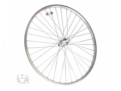 Kolo zapletené 28" 622-19 zadní RU 36 děr stříbrné Union/CnSpoke pro 7-k