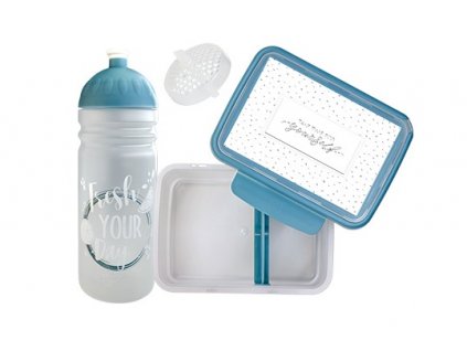 Set R&B box a lahev FRESH 2v1 šedomodrá 700ml