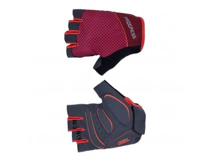 Rukavice cyklistické Progress SOLARIA MITTS vínovo/růžové (Velikost L)