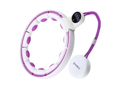 Masážní hula hoop HMS HHM17 se závažím, magnety a počítadlem bílá/fialová